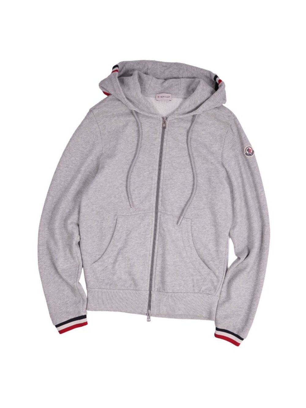 Moncler Hoodie Sweatshirt Zip-up Long Sleeve Top Cotton Gray S